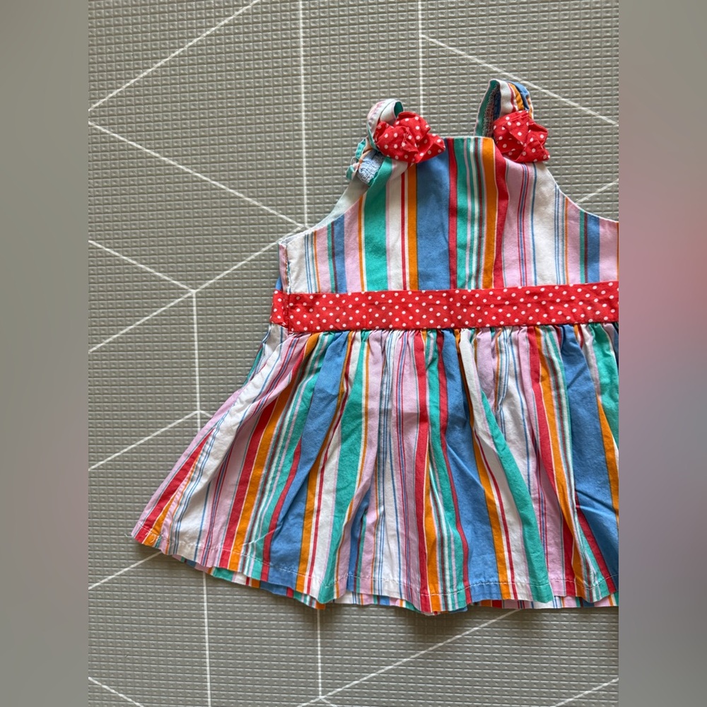 Baby girl/toddler sleeveless sundress in cotton|Colorful stripes & polka dot•18M